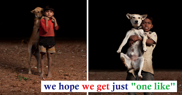 Image from the heart.  Ten orphaned street boys decided to share their food with ten homeless dogs they adopted